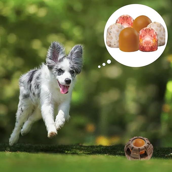 Yipetor Treat Dispensing Dog Toy, Long-Lasting Durable Large Dog Toys, Freezable Fillable Rubber Dog Toys, DIY Interactive Dog Puzzle Play Toy, Holds Kibble, Stopper+Silicone DIY Treat Tray (Small)