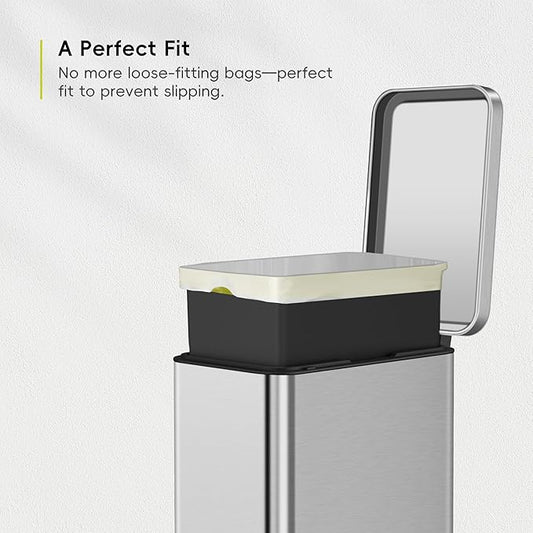 EKO 2.6 Gallon / 7-10 Liter, 80 Count Small Drawstring Trash Bags, Extra-Strong Unscented Garbage Bags, Easy-Dispense Roll for Kitchen & Household Use, Resists Tears, Leaks and Punctures, Code B White