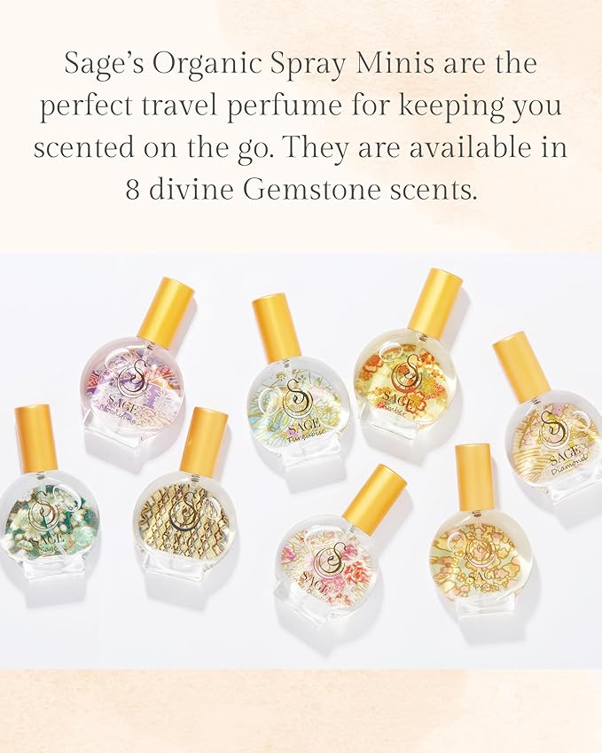 Turquoise Organic Mini Perfume Spray by Sage, Vegan & Cruelty-Free, Marine Scent, Waterflower Musk, Blue Chamomile, Grapefruit - Made in USA, 1/2 oz Travel Size Perfume