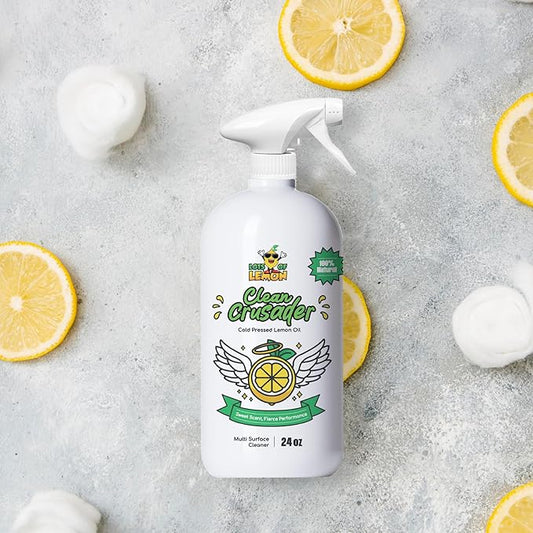 Clean Crusader Cold Pressed Lemon Oil All Purpose Cleaning Spray for Kitchen, Countertops, Floors and Bathroom - 24 oz - 1 Pack