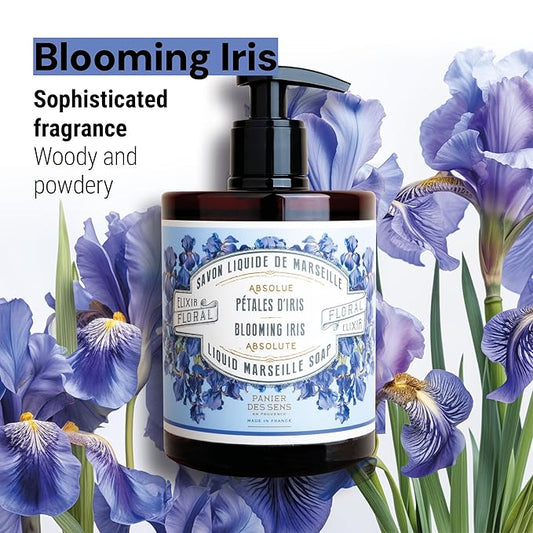 Panier des Sens - Moisturizing Hand Soap - Iris Floral Fragrance - French Traditional Savon de Marseille Soap - Refillable Kitchen & Bathroom Soap - 16.9 Fl.oz Liquid Hand Wash 96% Natural