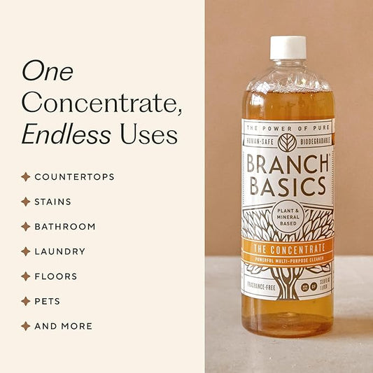 Branch Basics Concentrate Refill (33.8 oz) | All Purpose Multi-Surface Cleaning Concentrate - Replace Every Household Cleaner | Plant & Mineral-Based, Human-Safe, Fragrance Free