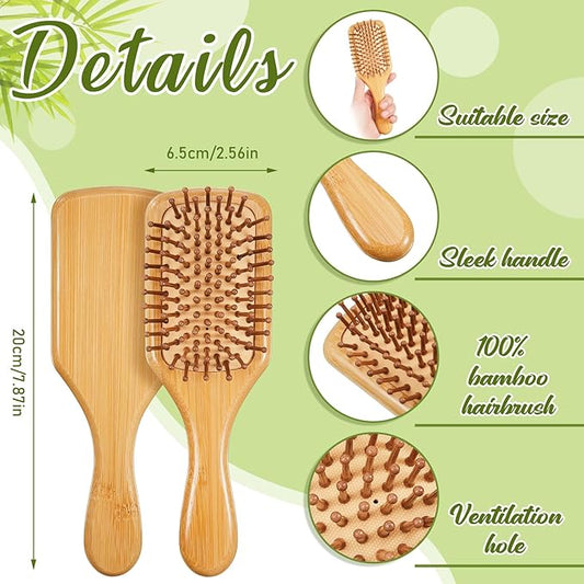 Tessco for you 12 Pcs Bamboo Hair Brushes for Women Bulk Wooden Paddle Brush Scalp Massage Bamboo Bristle Anti Static Engraving DIY Gift for Wedding Birthday Party(7.87'' X 2.56'',Natural)