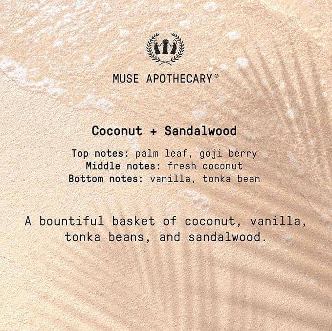 Muse Apothecary Hand Ritual - Aromatic and Nourishing Hand Soap, Infused with Natural Aromatherapy Essential Oils - USDA Certified Biobased - 16 oz, Coconut + Sandalwood, 3 Pack