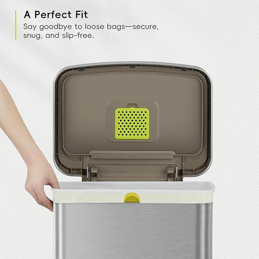 EKO 21 Gallon / 50-90 Liter,110 CountDrawstring Trash Bags, Extra-Strong Unscented Garbage Bags, Easy-Dispense Roll for Kitchen & Household Use, Resists Tears, Leaks and Punctures, Code G, White