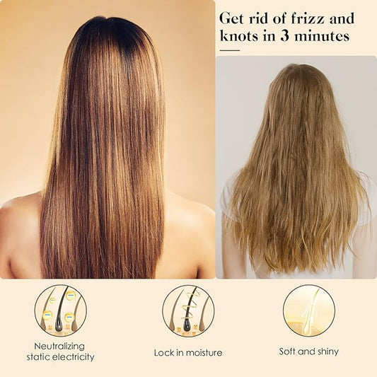 GAINWELL Bamboo Hair Brush for Hair Growth, Natural Bamboo Bristles Detangling Wooden Paddle Hairbrush for Massaging Scalp, for Women Men and Kids, for All Hair Types, with Ergonomic handle