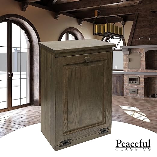 Peaceful Classics Tilt Out Trash Cabinet- Amish Handcrafted Wooden Pull Out Cabinet, Decorative Trash Bin for Kitchen, Bedroom, & Home Patio, Laundry Hamper Cabinet, Antique Slate