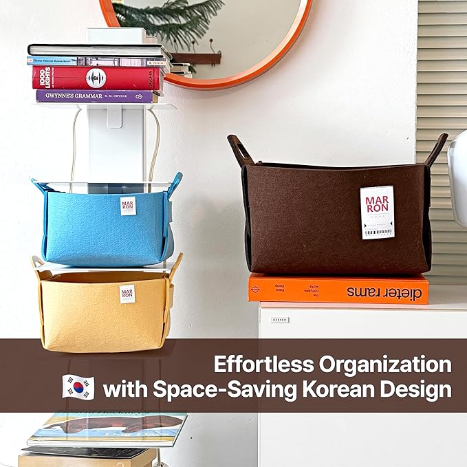 Collapsible Felt RED Storage Bin Medium 11"x7.1"x7.1" – Foldable Basket with Handles for Closet, Toy Storage, Laundry Room Organization, Decorative Storage Bins for Shelves, Cube Storage