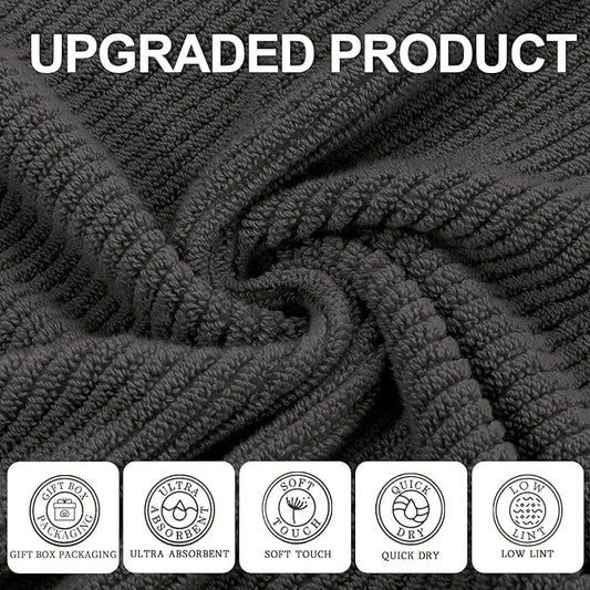 VOOVA & MOVAS Grey Washcloths (6PC, 13"x13") - 100% Cotton | Thick | Quick Dry | Light Weight, 6 Pack Hand Towels, Wash Cloths for Showering, Bathroom Gift Set, Dark Gray