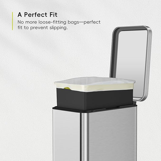 EKO 1.6 Gallon / 3-6 Liter, 80 Count Small Drawstring Trash Bags, Extra-Strong Unscented Garbage Bags, Easy-Dispense Roll for Kitchen & Household Use, Resists Tears, Leaks and Punctures, Code A, White