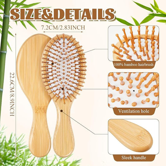 Weysat 12 Pcs Bamboo Hair Brushes Bulk Natural Wooden Paddle Brush Lightweight Massage Scalp Combs Bamboo Detangling Hairbrush for Women Men for All Hair Types, Anti Static(White)