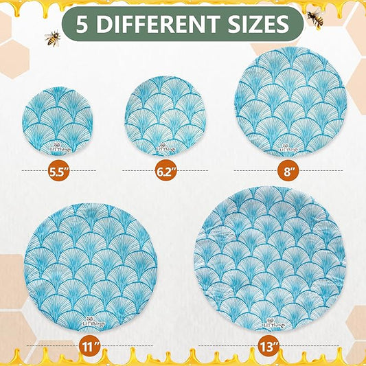 Li’l Things Beeswax Bowl Covers – Set of 5 (XS–XL) | Seashell Serenade | New Formula Beeswax Blend | Reusable & Washable Food Covers | Organic, Plastic-Free, Compostable (XS–XL)