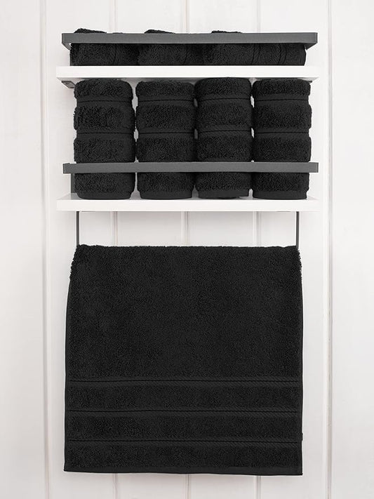 American Soft Linen Luxury Hand Towels for Bathroom, 600 GSM 100% Cotton Turkish 4 Piece Hand Towel Set, 600 GSM Hand Face Towels for Kitchen, Black Hand Towels