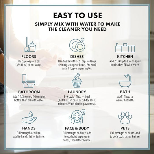 HARRIS Multi-Purpose Pure Liquid Castile Soap for Home Cleaning, Multi-Purpose Cleaner, For Dish Soap, Laundry Detergent, Kitchen and Bathroom Surfaces, Kids Rooms, Unscented, 32 Oz