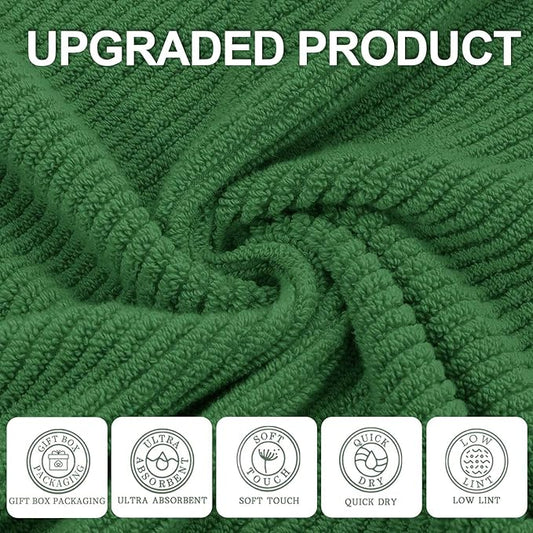 VOOVA & MOVAS Green Washcloths, 6PC Hand Towels 13" x13" - 100% Cotton | Thick | Quick Dry | Lightweight, Wash Cloths for Your Face, Bathroom Essentials, Hunter Green