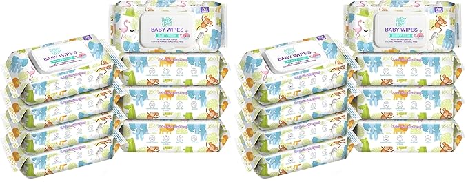 HAPPY BUM Baby Wipe Wet Wipes, Baby Wipes Unscented, 640 Count (Pack of 16)