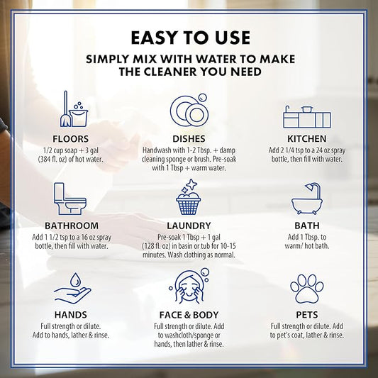 HARRIS Multi-Purpose Pure Liquid Castile Soap for Home Cleaning, Multi-Purpose Cleaner, For Dish Soap, Laundry Detergent, Kitchen and Bathroom Surfaces, Kids Rooms, Scented with Peppermint Oil, 64 Oz