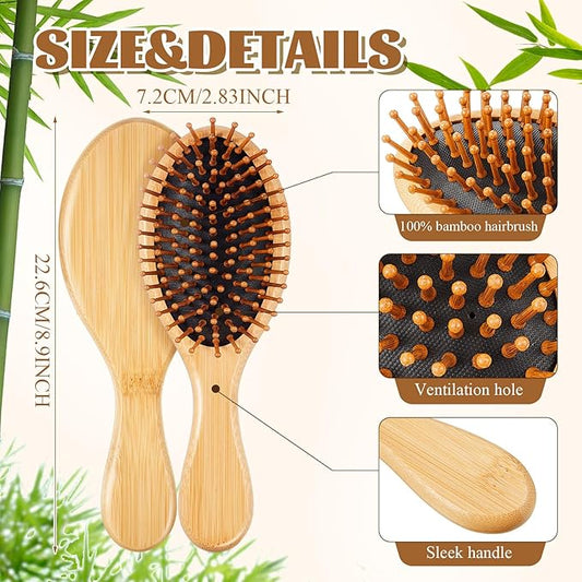 Weysat 12 Pcs Bamboo Hair Brushes Bulk Natural Wooden Paddle Brush Lightweight Massage Scalp Combs Bamboo Detangling Hairbrush for Women Men for All Hair Types, Anti Static (Black)
