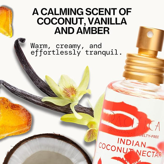 Pacifica Indian Coconut Nectar Perfume Spray – Tropical Vanilla & Coconut Fragrance, Layerable Beachy Perfume for Women, Clean, Non-Toxic, Vegan & Cruelty-Free Formula, All-Day Long Lasting