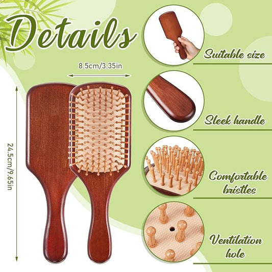 Tessco for you 12 Pcs Bamboo Hair Brushes for Women Bulk Wooden Paddle Brush Scalp Massage Bamboo Bristle Anti Static Engraving DIY Gift for Wedding Birthday Party(9.65'' X 3.35'',Deep Brown-natural)