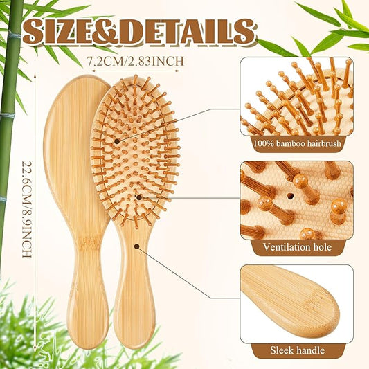 Weysat 12 Pcs Bamboo Hair Brushes Bulk Natural Wooden Paddle Brush Lightweight Massage Scalp Hair Combs Bamboo Detangling Hairbrush for Women Men for All Hair Types, Anti Static