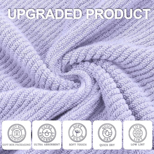 VOOVA & MOVAS Purple Bath Towels Set of 4, Large 30" x 56" - 100% Cotton | Quick Dry | Light Weight | Thick | Soft | Absorbent, Quick Dry Towels for Showering, Luxury Towel Gift Set, Lilac