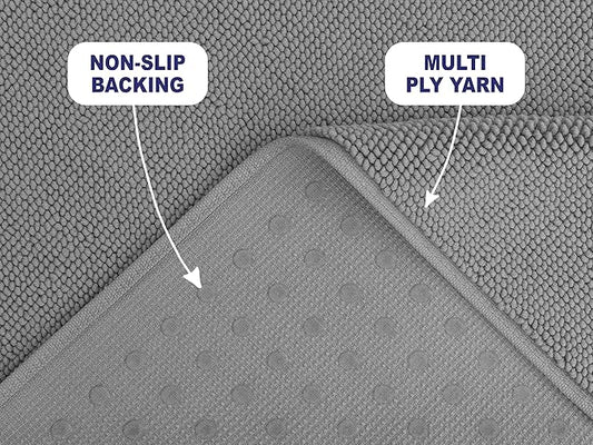 American Soft Linen Bath Rug, 20 in 34 in 100% Cotton Bath Mats Rugs for Bathroom, Slip Reducer Washable Shaggy Form Area Rugs, Light Grey Bath Rug