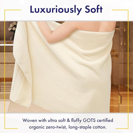 100% Organic Zero-Twist Cotton Towels - GOTS Certified Luxury Bath Towels - Ultra Soft & Plush 700GSM Long-Staple Cotton - 6 Piece Towel Set (Papyrus)