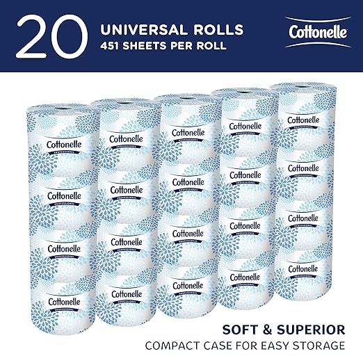 Cottonelle Professional Standard Roll Bulk Toilet Paper (13135), 2-Ply, White, Compact for Easy Storage (20 Rolls of 451 Sheets, 9,020 Sheet Total)