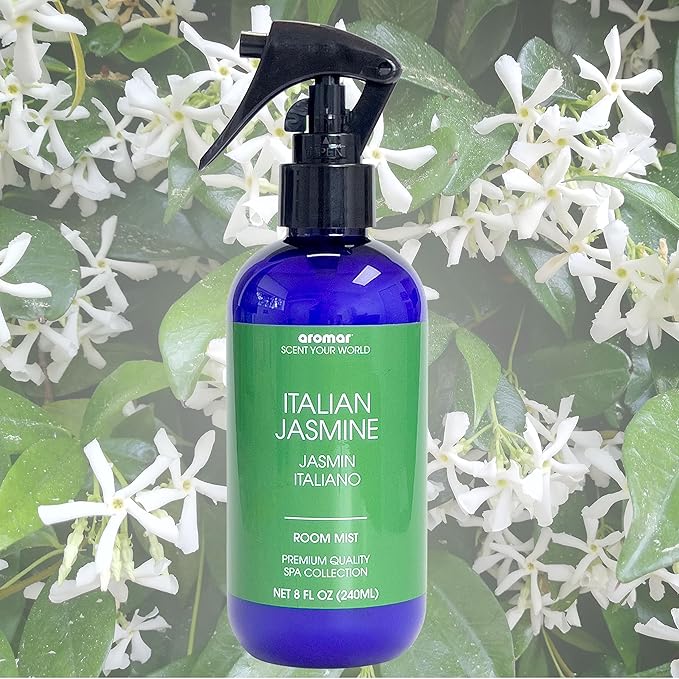 Aromar Essential Room Mist and Fabric Spray with Natural Freshener Aromatherapy for a Fresh and Rejuvenated Home 8 oz Italian Jazmin