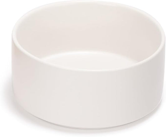Ceramic Dog and Cat Bowl Modern Cute Weighted Food and Water Bowl Matte Glaze Pet Bowl for Replacement (White, 60.8 OZ)