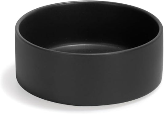 Ceramic Dog and Cat Bowl Modern Cute Weighted Food and Water Bowl Matte Glaze Pet Bowl for Replacement (Black, 13.5 OZ)