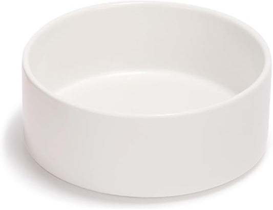 Ceramic Dog and Cat Bowl Modern Cute Weighted Food and Water Bowl Matte Glaze Pet Bowl for Replacement (White, 13.5 OZ)