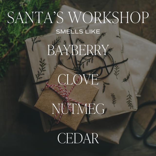 Sweet Water Decor Santa's Workshop Candle - Bayberry, Fir, Nutmeg, and Clove Winter Holiday Scented Soy Candles for Home - 9oz Clear Jar, 40 Hour Burn Time, Made in The USA