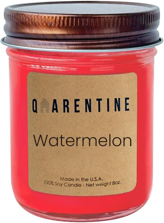 Organic Soy Wax Watermelon Scented Candle - 100% Pure Soy Wax & Essential Oils - Fruity Aroma - Long Burning time and Non Toxic - Made in USA (8oz)