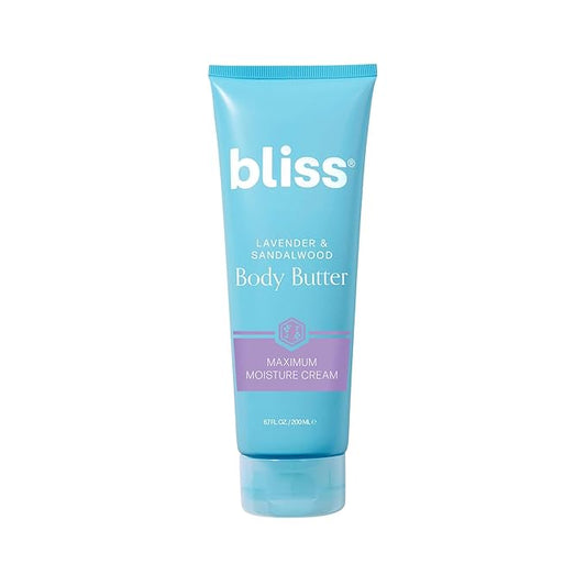 Bliss Body Butter - Lavender and Sandalwood - Maximum Moisture Cream - 6.7 Fl Oz - Body Lotion for Dry Skin - Long-Lasting Moisturizer for Women & Men - Vegan and Cruelty-Free