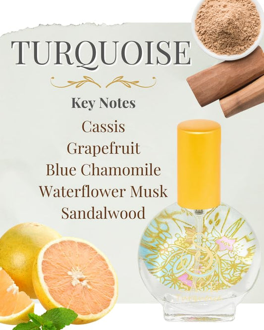 Turquoise Organic Mini Perfume Spray by Sage, Vegan & Cruelty-Free, Marine Scent, Waterflower Musk, Blue Chamomile, Grapefruit - Made in USA, 1/2 oz Travel Size Perfume