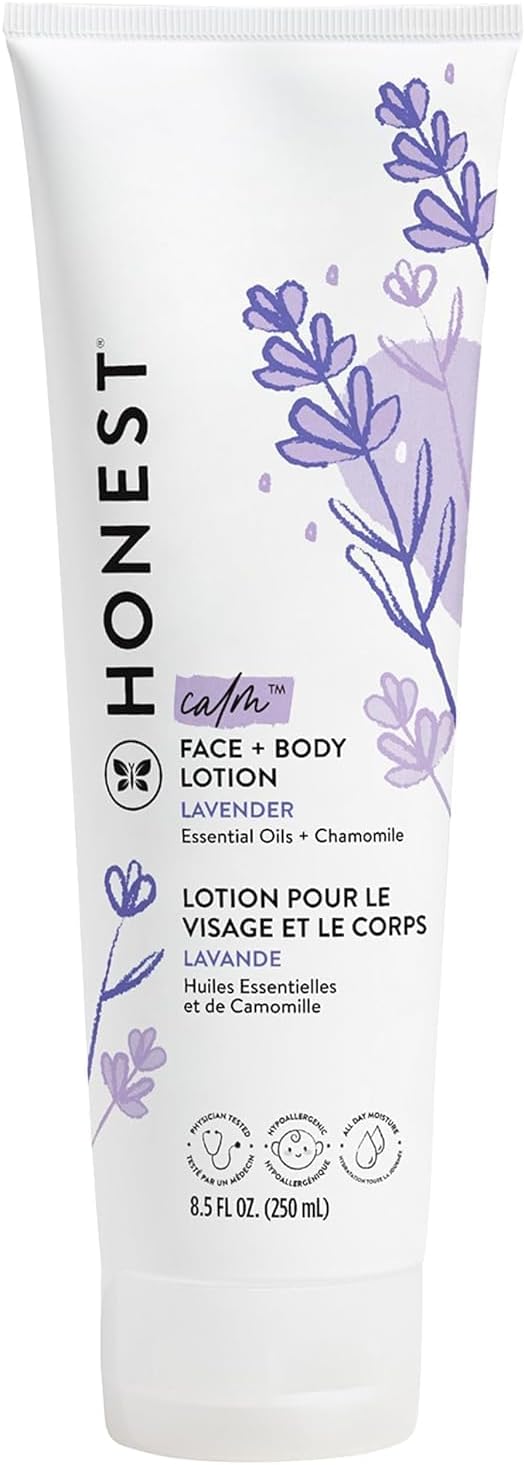 The Honest Company Hydrating Face Body Lotion Fast Absorbing Naturally Derived Hypoallergenic Lavender Calm 8.5 fl oz