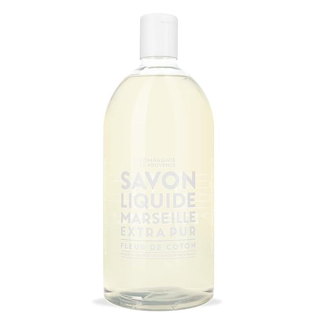 Compagnie de Provence Savon de Marseille Extra Pure Liquid Soap - Cotton Flower - 33.8 fl oz Plastic Bottle Refill