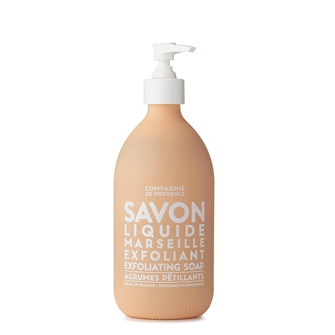 Compagnie de Provence Savon de Marseille Extra Pure Liquid Soap - Sparkling Citrus Exfoliating - 16.7 Fl Oz Glass Pump Bottle and 33.8 Fl Oz Plastic Bottle Refill