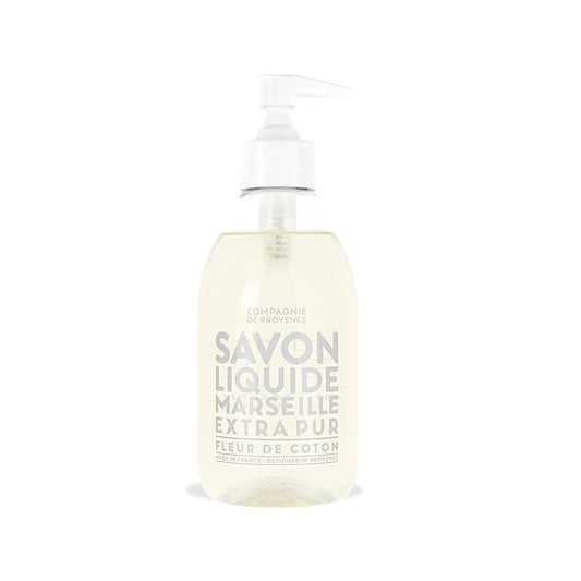 Compagnie de Provence Savon de Marseille Extra Pure Liquid Soap - Cotton Flower - 10 Fl Oz Plastic Pump Bottle