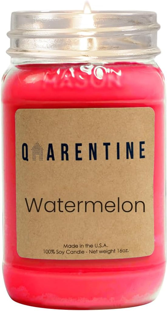 Organic Soy Wax Watermelon Scented Vegan Candle | Watermelon Aroma | 100% Pure Soy & Essential Oils | Long-Lasting Scent | Hand-Poured in The USA | Perfect for Aroma Therapy(16oz)