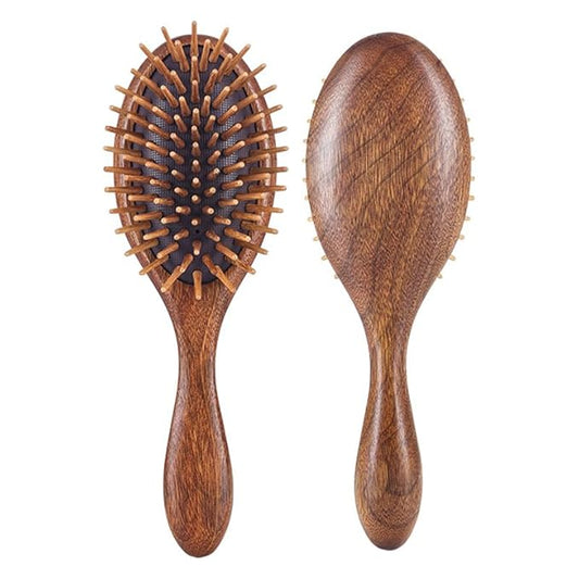 Natural Wooden Hair Brush, Sandalwood Air Cushion Combs for Scalp Massage Anti-static, No Hair Tangle Oval