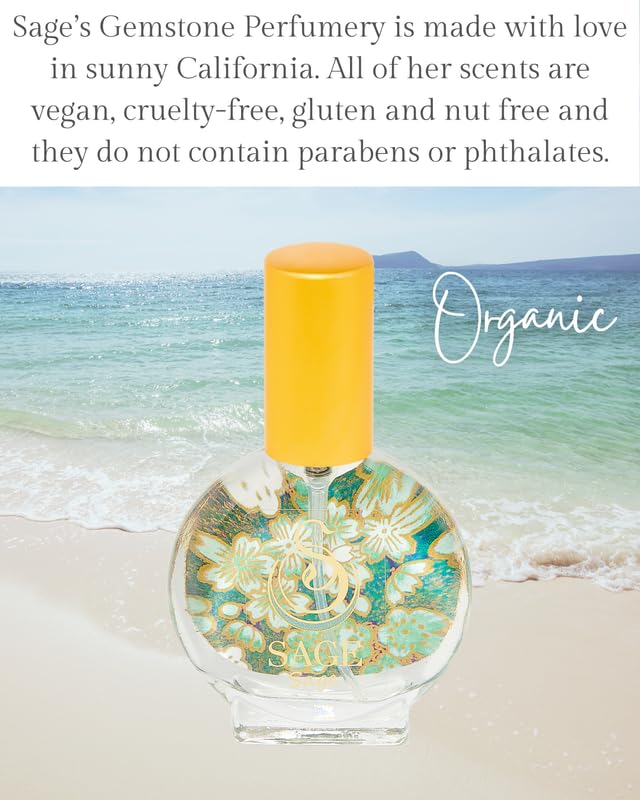 Sage Organic Mini Perfume Spray by Sage, Vegan & Cruelty-Free, Fresh Scent, Cucumber, White Sage, Sweet Pea - Made in USA, 1/2 oz Travel Size Perfume