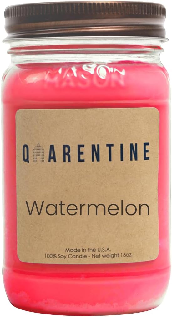 Organic Soy Wax Watermelon Scented Vegan Candle | Watermelon Aroma | 100% Pure Soy & Essential Oils | Long-Lasting Scent | Hand-Poured in The USA | Perfect for Aroma Therapy(16oz)