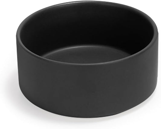 Ceramic Dog and Cat Bowl Modern Cute Weighted Food and Water Bowl Matte Glaze Pet Bowl for Replacement (Black, 28.7 OZ)