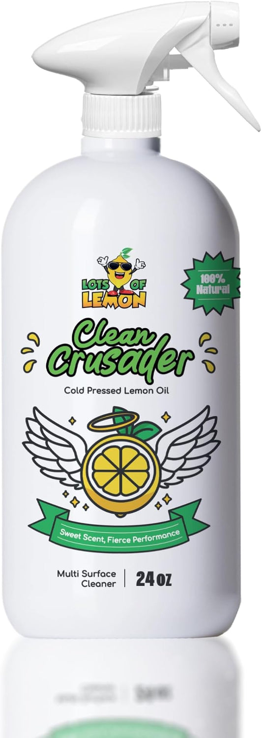 Clean Crusader Cold Pressed Lemon Oil All Purpose Cleaning Spray for Kitchen, Countertops, Floors and Bathroom - 24 oz - 1 Pack