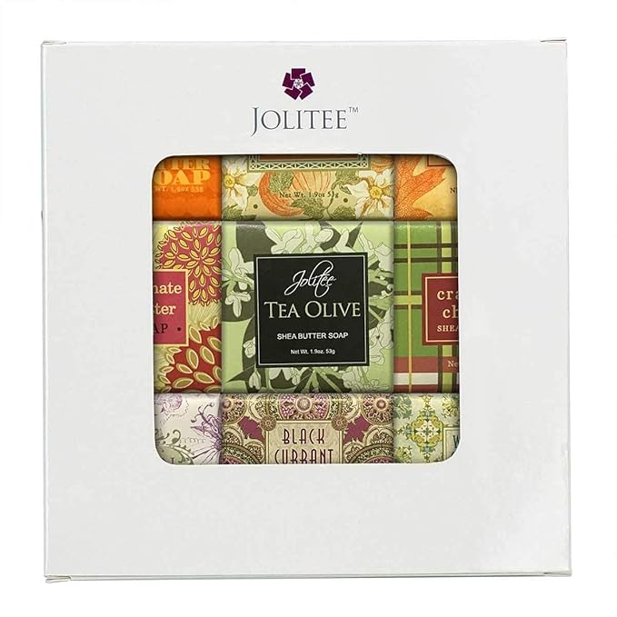 Jolitee French Milled Botanical Soap Sampler Set of 9 - Individually Wrapped Vegetable-Based Mini Soaps with Essential Oils, Shea Butter, and Natural Extracts (Fall Fun)