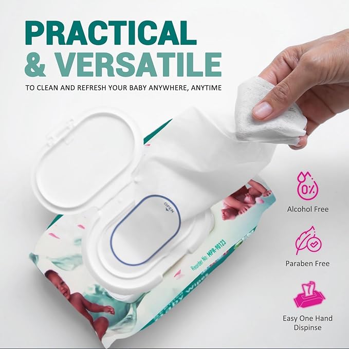 MED PRIDE Scented Baby Wipes Bulk Pack of 960, Alcohol-Free with Soothing Aloe Vera and Vitamin E, Extra Soft and Strong, Paraben-Free