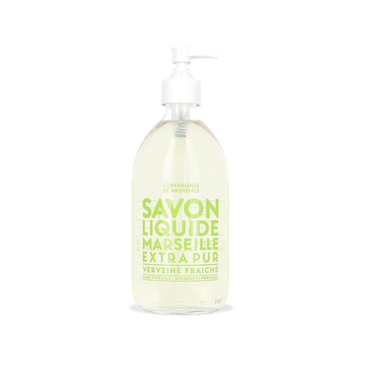 Compagnie de Provence Savon de Marseille Extra Pure Liquid Soap - Fresh Verbena - 16.7 Fl Oz Glass Pump Bottle